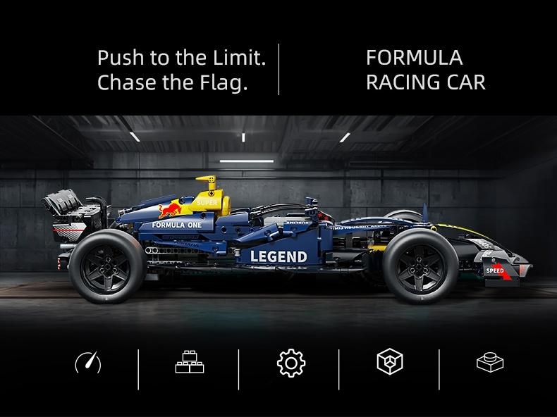 1:10 Classic Formula One F1 Building Model Set, Movie Inspired Bricks, Customizable Tech Toy, Adult Kids Holiday Gift, High Detail Collectible