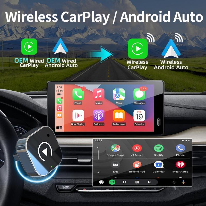 New Wireless Carplay Adapter, Upgrade Wired Carplay/Android Auto to Wireless, Universal Mini USB and Type-C, Plug and Play, Fast Stable Connectioncar accessory, Carplay Dongle Connectivity New Wireless Carplay Adapter, Upgrade Wired Carplay/Android Auto to Wireless, Universal Mini USB and Type-C, Plug and Play, Fast Stable Connectioncar accessory, Carplay Dongle Connectivity