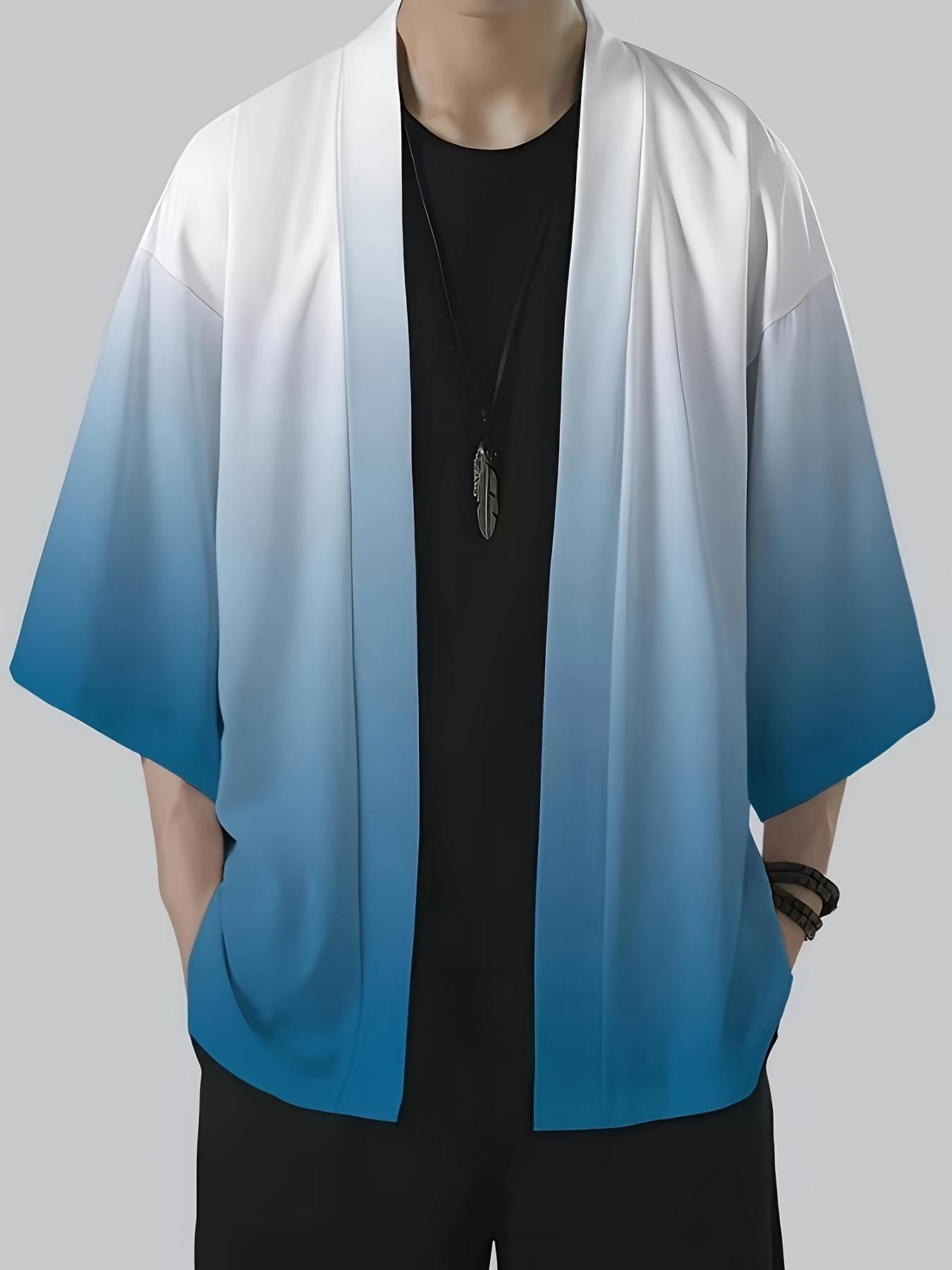 Gradient Kimono Cardigan, Japanese Fresh Style, Loose Breathable Fit for Spring Summer, Youth Trendy, Outdoor Casual Essential, Clothes