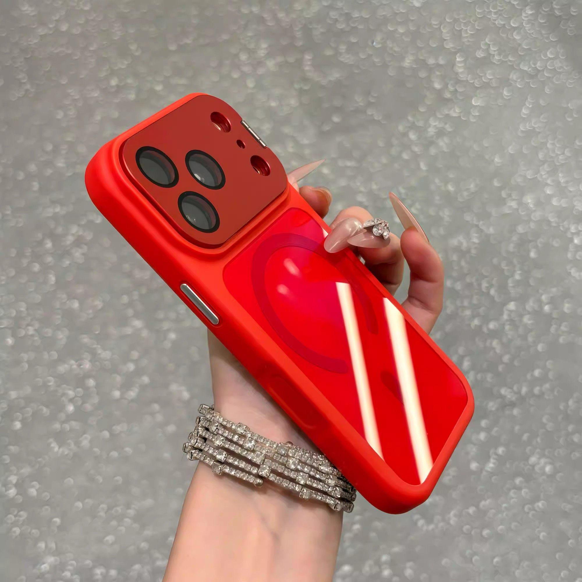 With Stand Magnetic Phone Case for iPhone17/16/15/14/13/12 Pro Max Lens Full Cover 17 Pro Silicone Case 16 Pro Max Handheld Shooting