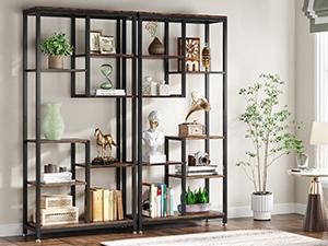 LITTLE TREE 6-Tier Tall Bookshelf Bookcase, Industrial 8-Shelf Open Bookcase Storage Display Book Shelves for Living Room, Home Office LITTLE TREE 6-Tier Tall Bookshelf Bookcase, Industrial 8-Shelf Open Bookcase Storage Display Book Shelves for Living Room, Home Office