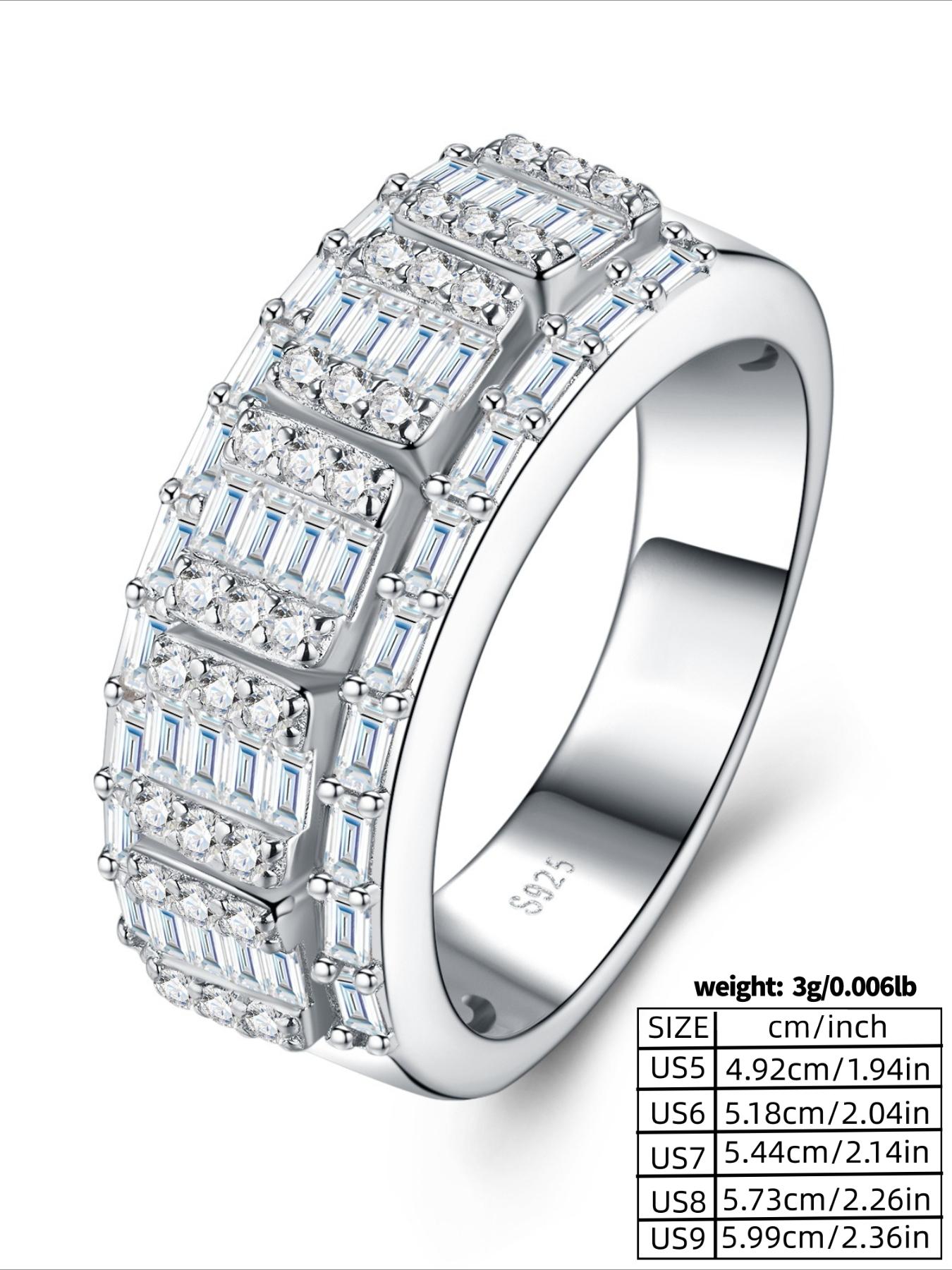 Father's Day Mother's Day gift, set with ice-cold full diamond men's ring, luxury atmosphere, trend, male and female couples engagement ring ring, simple