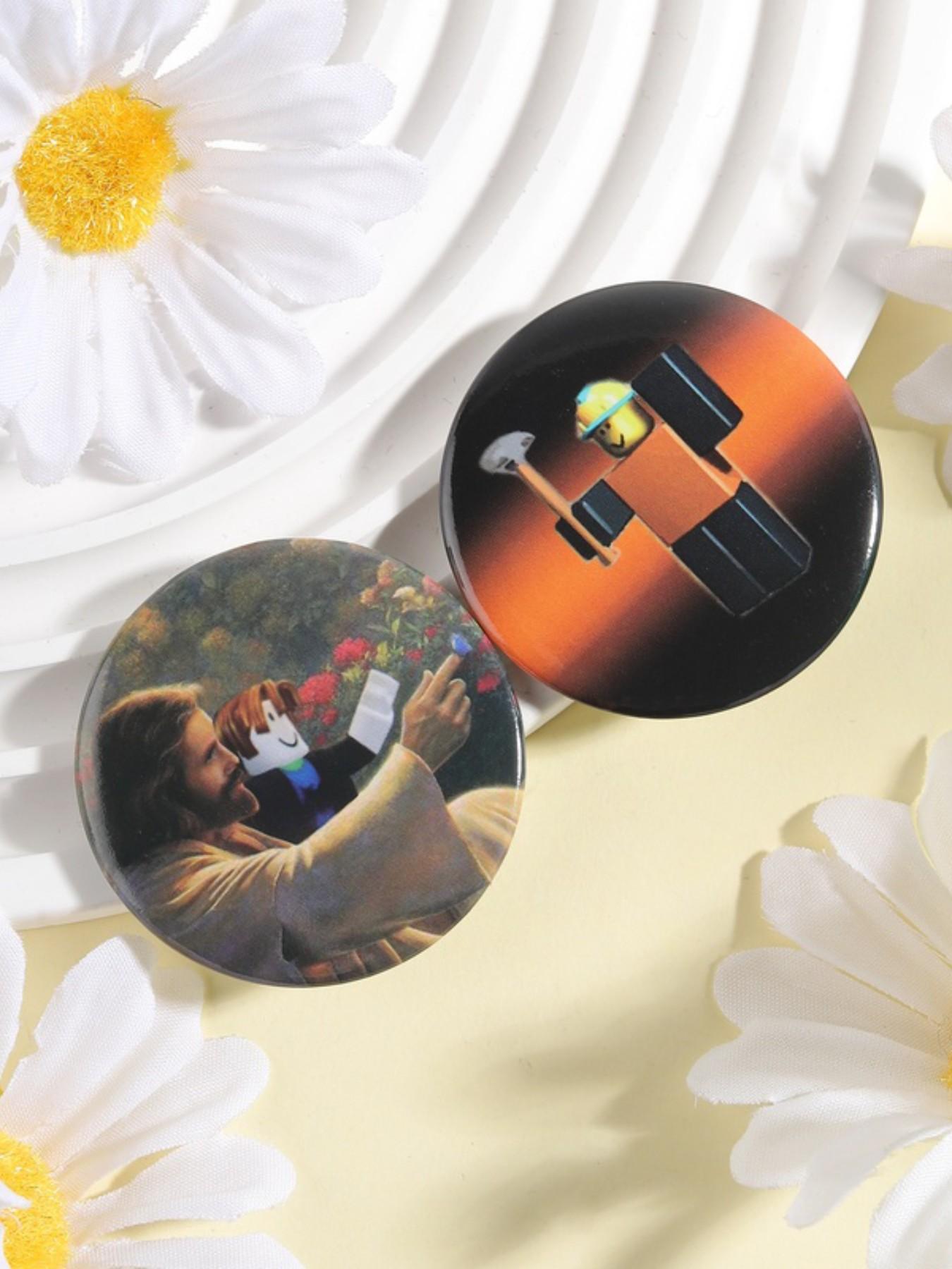 4PCS Cartoon Game Meme & Jesus Design Tinplate Soft Button Pins , Creative Game Metal Pins Backpack Clothes Lapel Jacket Badge ,Unisex Daily Accessory,Fashion Jewelry Gift for for Fans Collectors