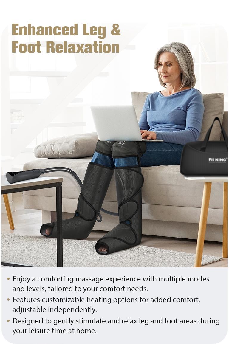 【FIT KING】Foot and Leg Massager with Knee Heating for Enhanced Comfort - Includes Handheld Controller leg massager with knee relaxation Massaging Device for gift Black Friday