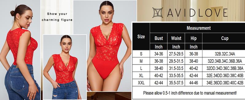 Avidlove Lace Bodysuits for Women V Neck Tank Top Body Suits Snap Crotch One Piece Teddy Avidlove Lace Bodysuits for Women V Neck Tank Top Body Suits Snap Crotch One Piece Teddy