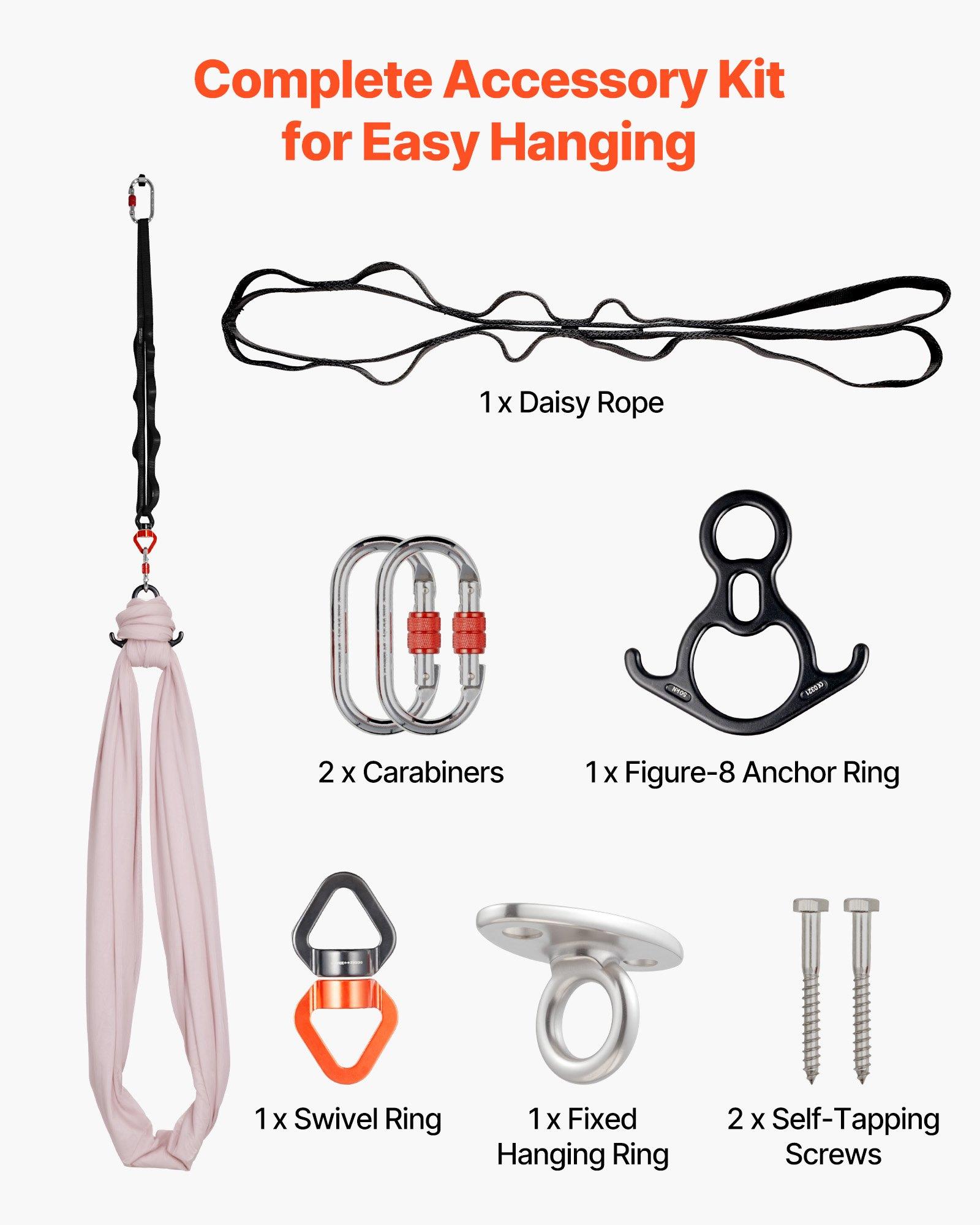 VEVOR Aerial Yoga Hammock, 300 lbs Load Aerial Silk, Yoga Swing with Nylon Fabric, PE Zipper Bag for Parent-Child Interaction, Strengthen Muscles Improve Practice, Hammock and Swing Combo