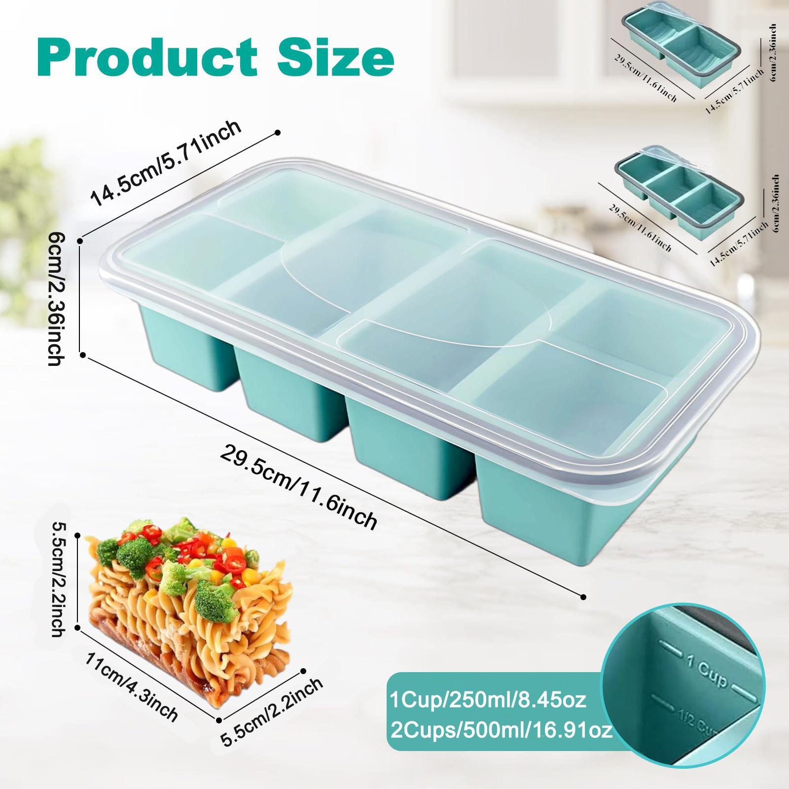 Silicone Freezer Trays with Lid, Souper Cubes 1 Cups Silicone Freezer Molds Ice Cube Tray for Meal Prep & Freezing Soup, Stews, Sauces, Homemade Large Ice Cube, BAP Free
