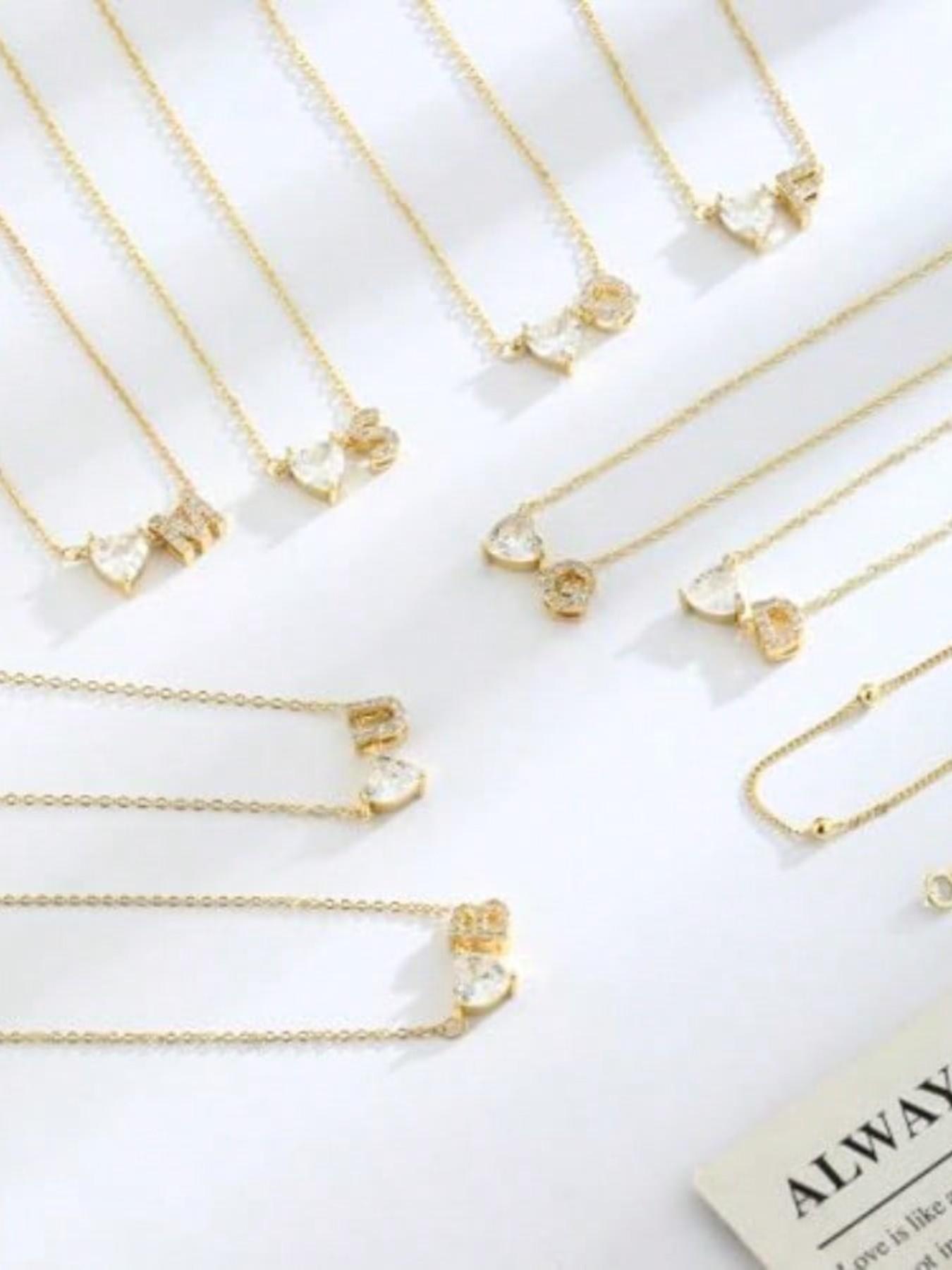 Initial Anklet for Women, Dainty Love Heart Cz Layered Letter, Waterproof Personalized Fashion Jewelry Gift