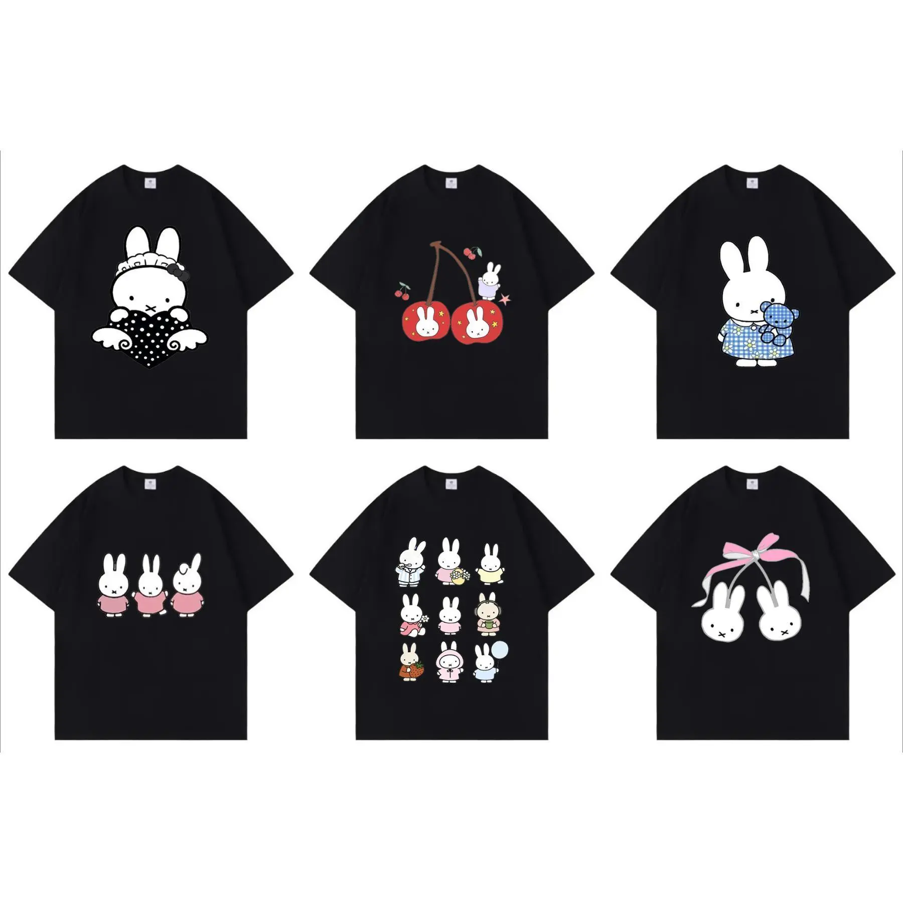 Cute Fashion M-Miffy Y2K Style Graphic Pure Cotton Tshirt,Unisex Kawaii Couple Tops,Oversized Streetwear Tshirt,Vacation Outfit,Best Holiday Gift for Fans Halloween INS