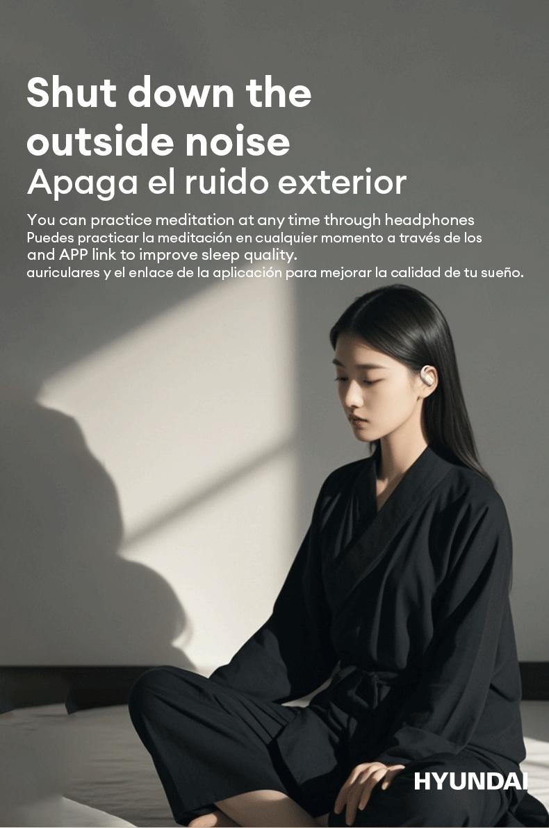 HYUNDAI Q2 OWS Health Detection Bluetooth Earbuds Surround Natural Sound Effect & Noise Reduction Headset with Mic, Breathable Open-ear Ergonomic Design Headphones