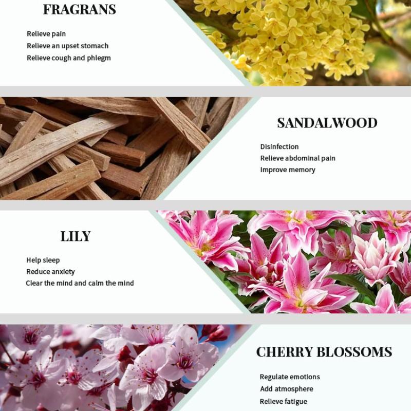 4pcs Eucalyptus Lily Rosemary Sandalwood Essential Oils, 10ML Plant Flower Fruit Scent, Long Lasting, Suitable for Home Office Bathroom