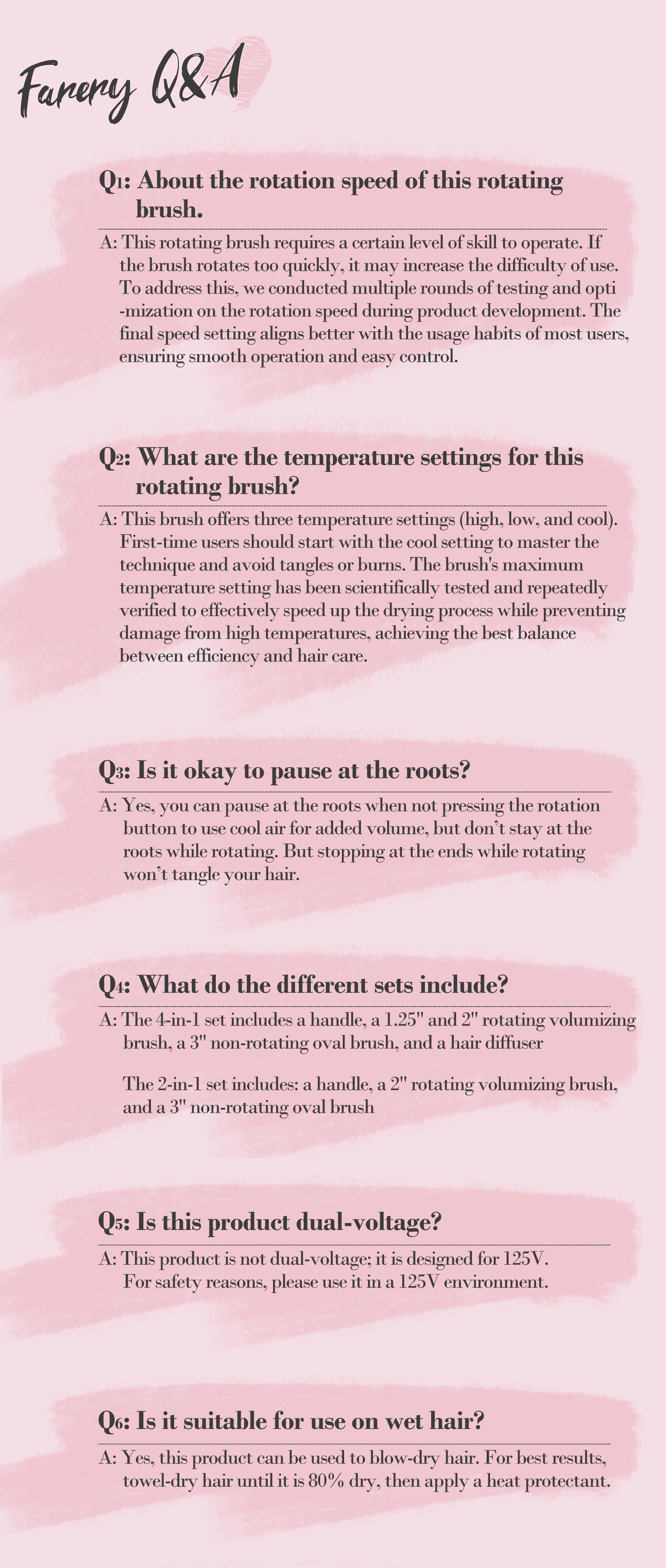 Farery 4-in-1 Rotating Hair Dryer Brush Set with Interchangeable 1.25" & 2" Rotatable Brushes, Oval Volumizer, and Diffuser