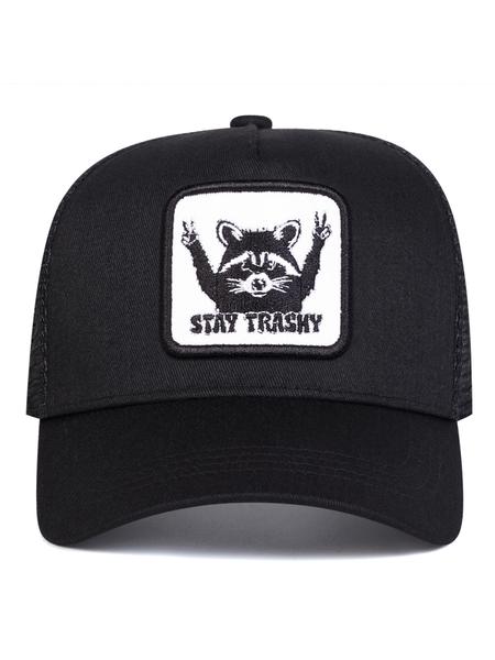 Unisex Stay Trashy Baseball Cap, Adjustable Geometric Pattern Sun Hat, Casual Fitted Outdoor Travel Beach Vacation Headwear, Adjustable Snapback Cap