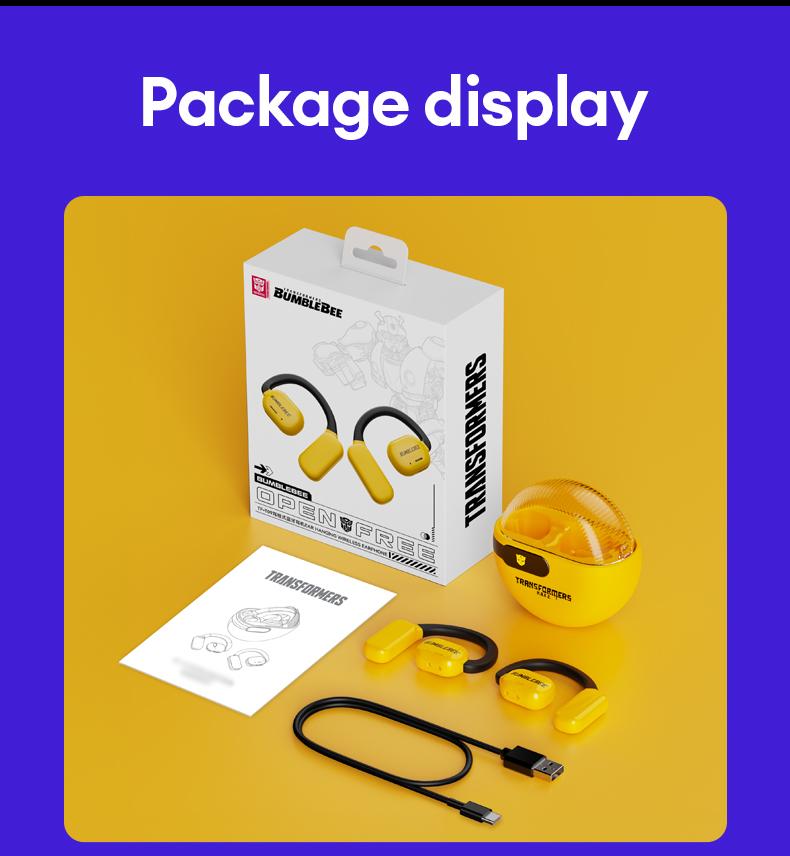 Transformers TF-T09 Open Ear Headphones Wireless Bluetooth 5.4, 60H Playtime Sport Earbuds Wireless with HD Mic Earhooks, Over Ear Headphones Waterproof for Running Fitness Workout