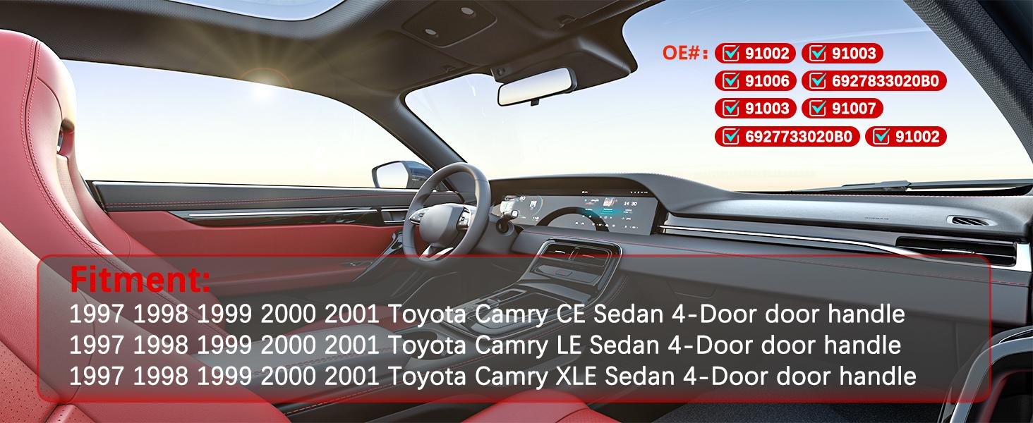 2Pcs Interior Door Handles, Front Rear Driver & Passenger Side Replacements for 1997 1998 1999 2000 2001 Toyota Camry, Replaces# 69206-AA010-E0, 69205-AA010-E0, Beige/Tan