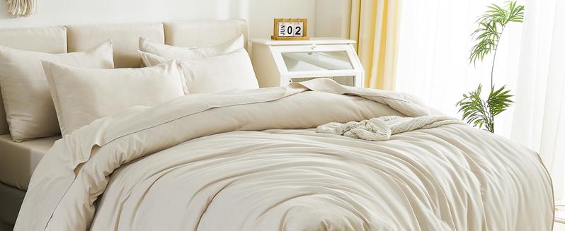 Litanika 7-Piece Comforter Set Ultra Soft Bedding with Sheets & Pillowcases All-Season Full Matching Set for Bedroom Makeover Hotel Style Bedding Flat Weave Solid Color Design