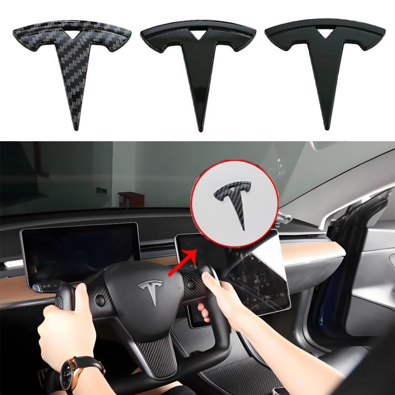 1PCS Car Styling Logo Steering Wheel Center Badge Logo Sticker Decal For Tesla Model 3 Mode S X Model Y Juniper Roadster SpaceX