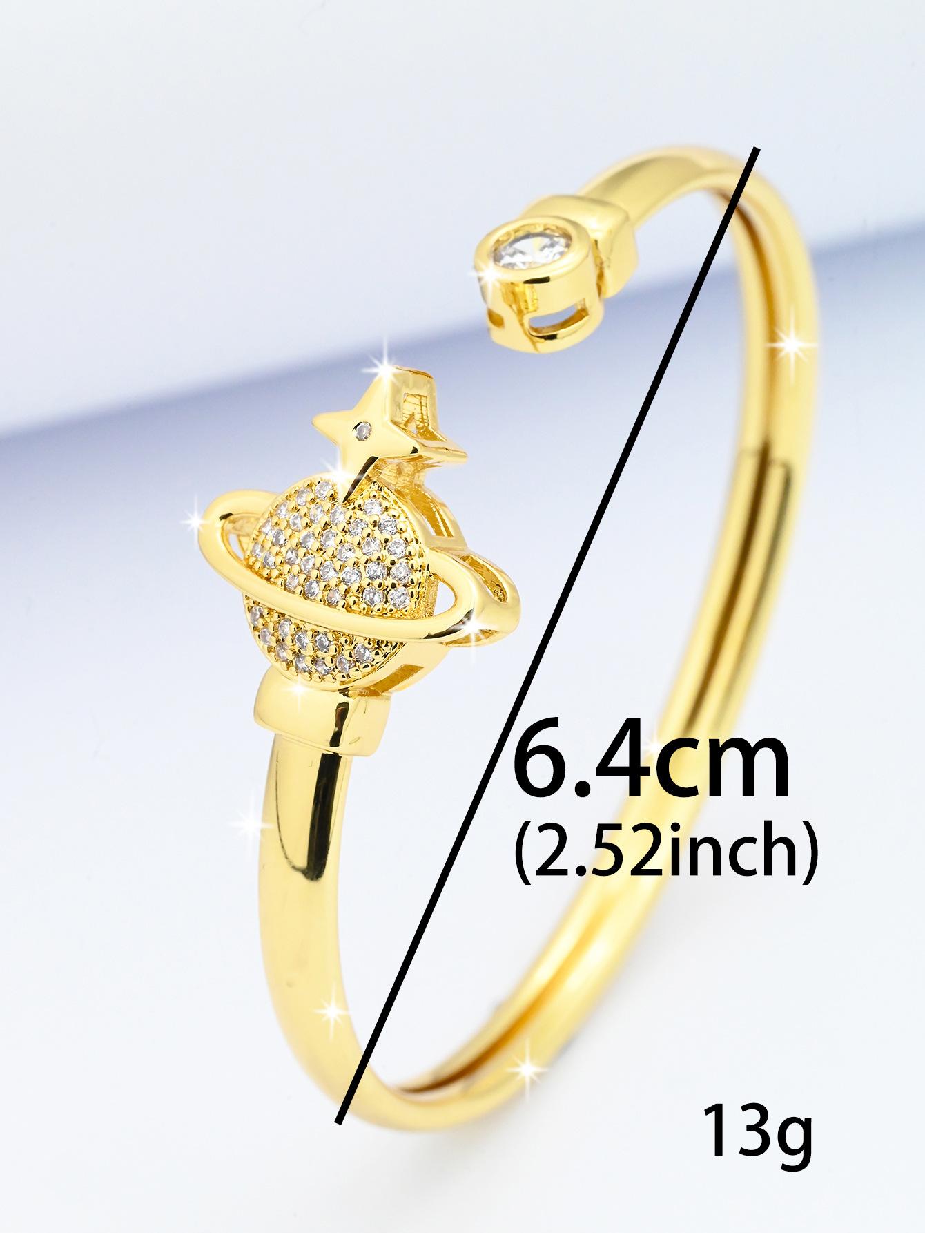 Cross-border fashion planet zircon open bracelet, adjustable, minimalist and high-end, elegant and versatile wristband