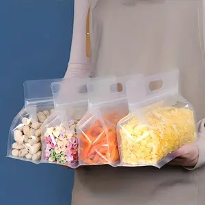 Reusable Silicone Rectangular Food Storage Bags - 10pcs/20pcs Multi-Size Frost Finish Leakproof Containers with EVA Top, 9.45x6.69in (24*17cm) Healthy Eating Containers for Indoor Recreation, Kitchen Organization