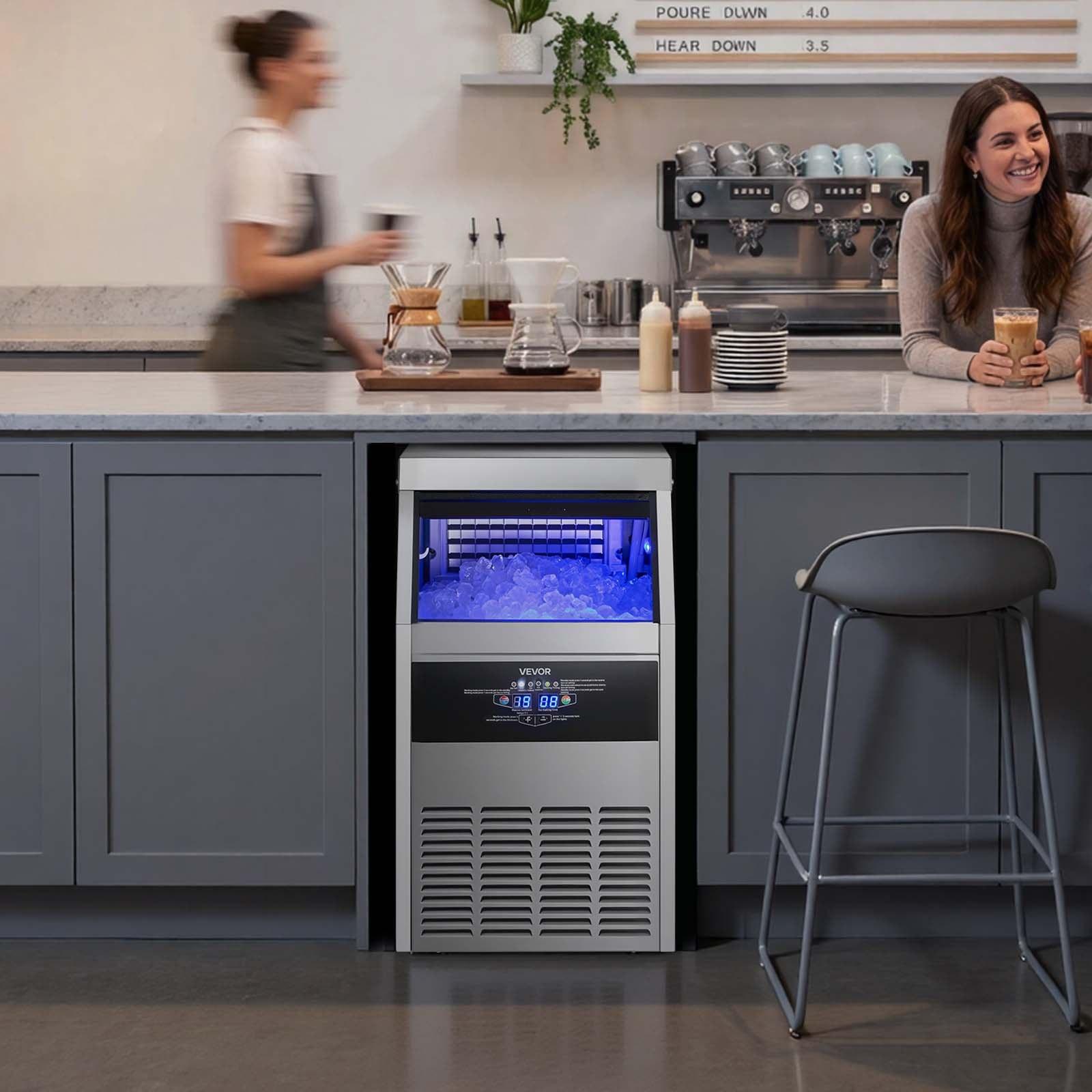 VEVOR Commercial Ice Maker Machine, 160 lbs/24h with 30 lbs Storage Capacity, Built-in/Freestanding/Under Counter, Stainless Steel Ice Maker with LED Display & Self-Cleaning, for Home Bar Restaurant VEVOR Commercial Ice Maker Machine, 160 lbs/24h with 30 lbs Storage Capacity, Built-in/Freestanding/Under Counter, Stainless Steel Ice Maker with LED Display & Self-Cleaning, for Home Bar Restaurant
