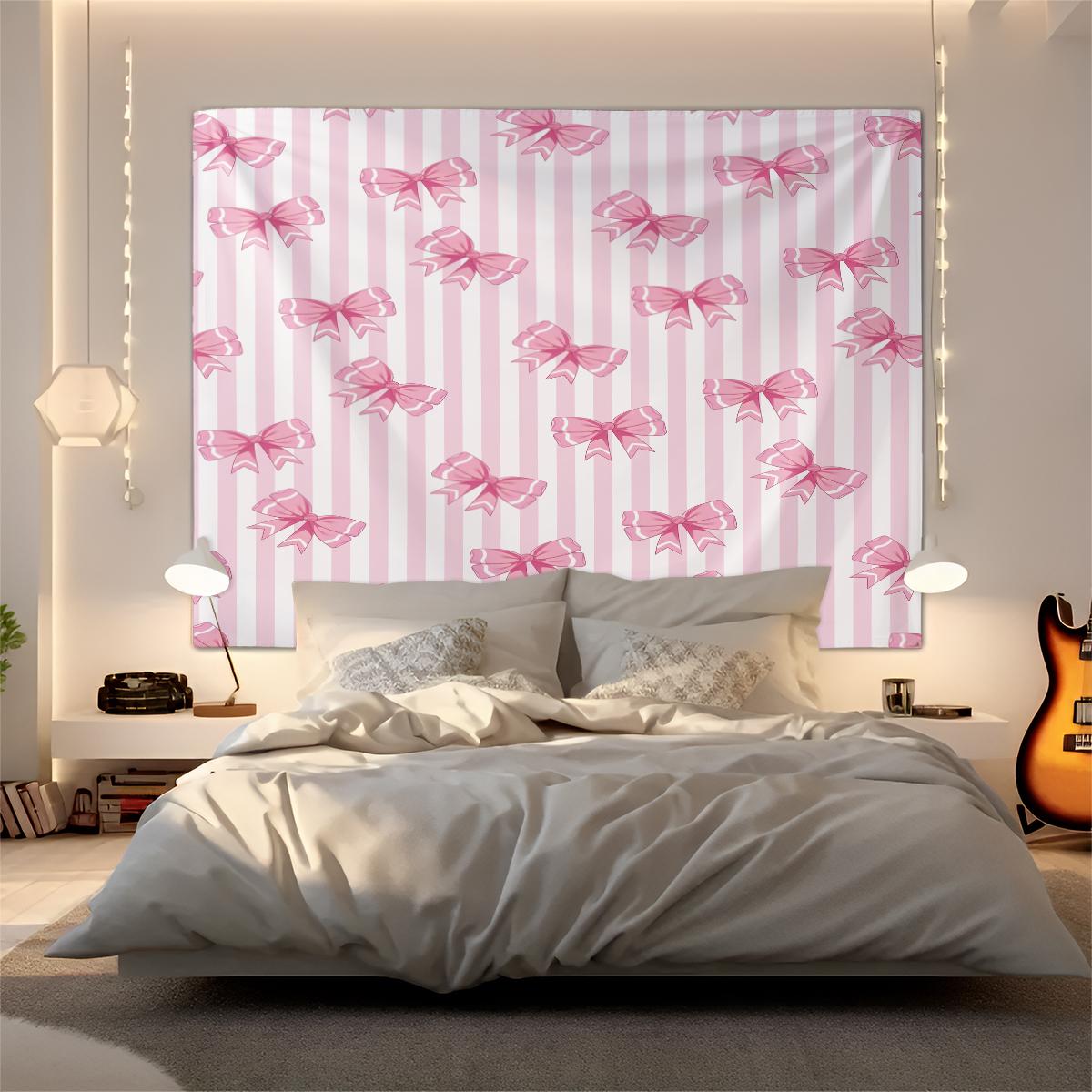 Bow Series Cute Romantic Sweet Decorative Tapestry, Gentle Healing Girlish Aesthetic, Photo & Party Backdrop, Housewarming Birthday Valentine's Day Christmas Gift