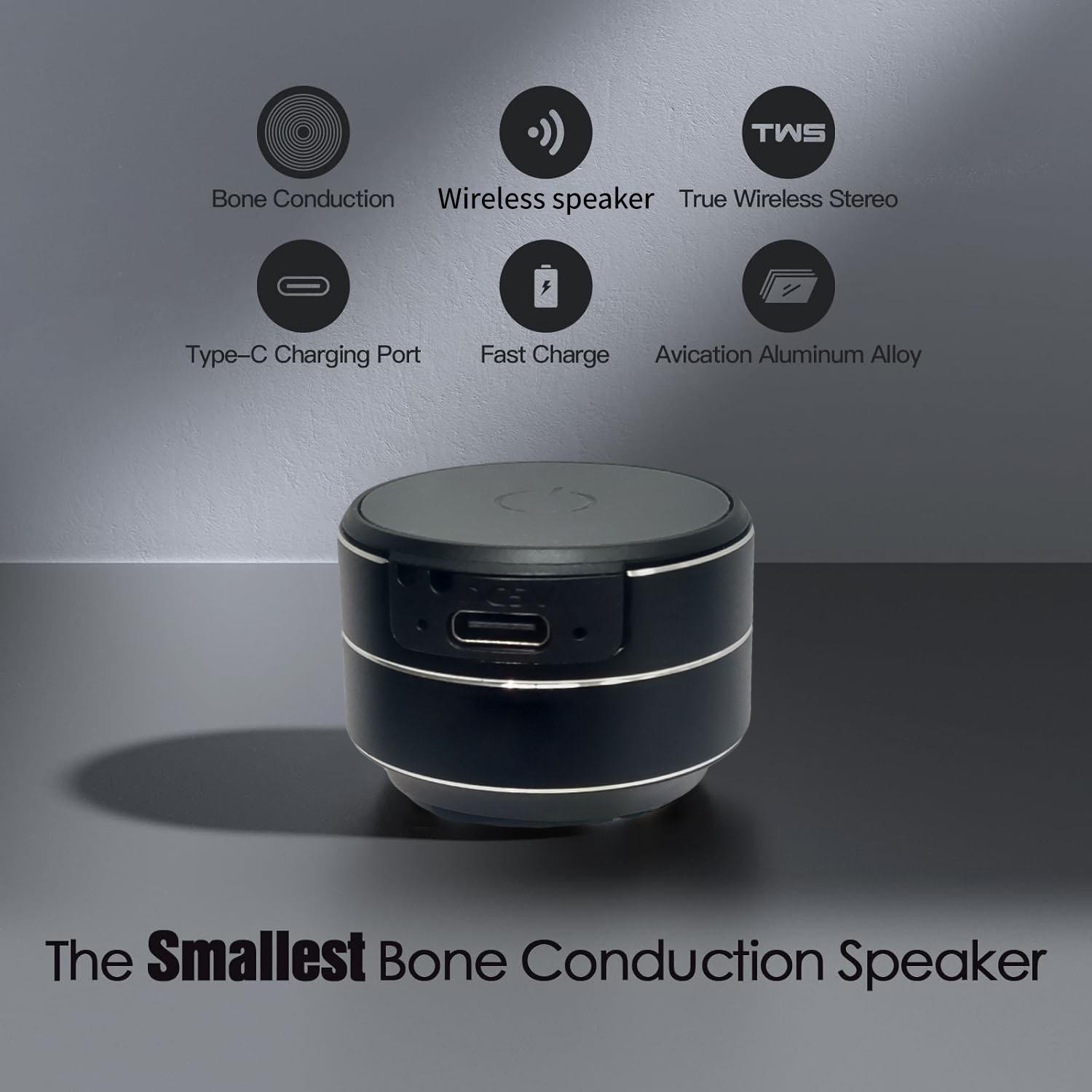 Mini Bone Conduction Speaker, Wireless Desktop Speaker with Suction Cup, TWS Small Speaker, Stereo Sound, Perfect Gift for Friends and Family