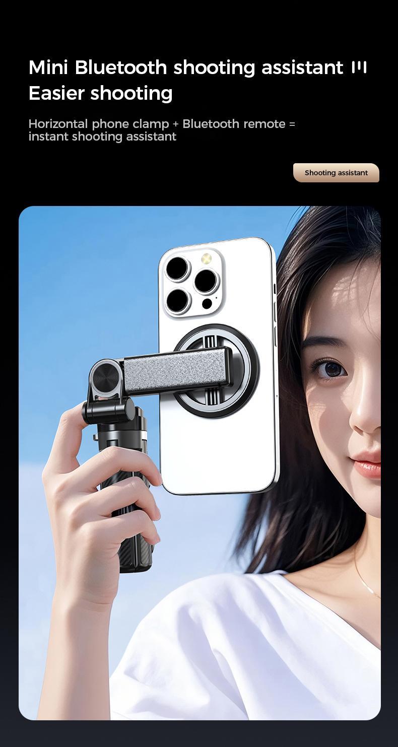2026 New 4-in-1 Multifunctional Magnetic Selfie Stick 360° Rotation Compact Stylish with Wireless Bluetooth Control Magnetic Phone Holder for Selfies Video Recording Vlogging Compatible with Most Phone Modes Tripod Stabilizer ，Max extend to 14.96 inches