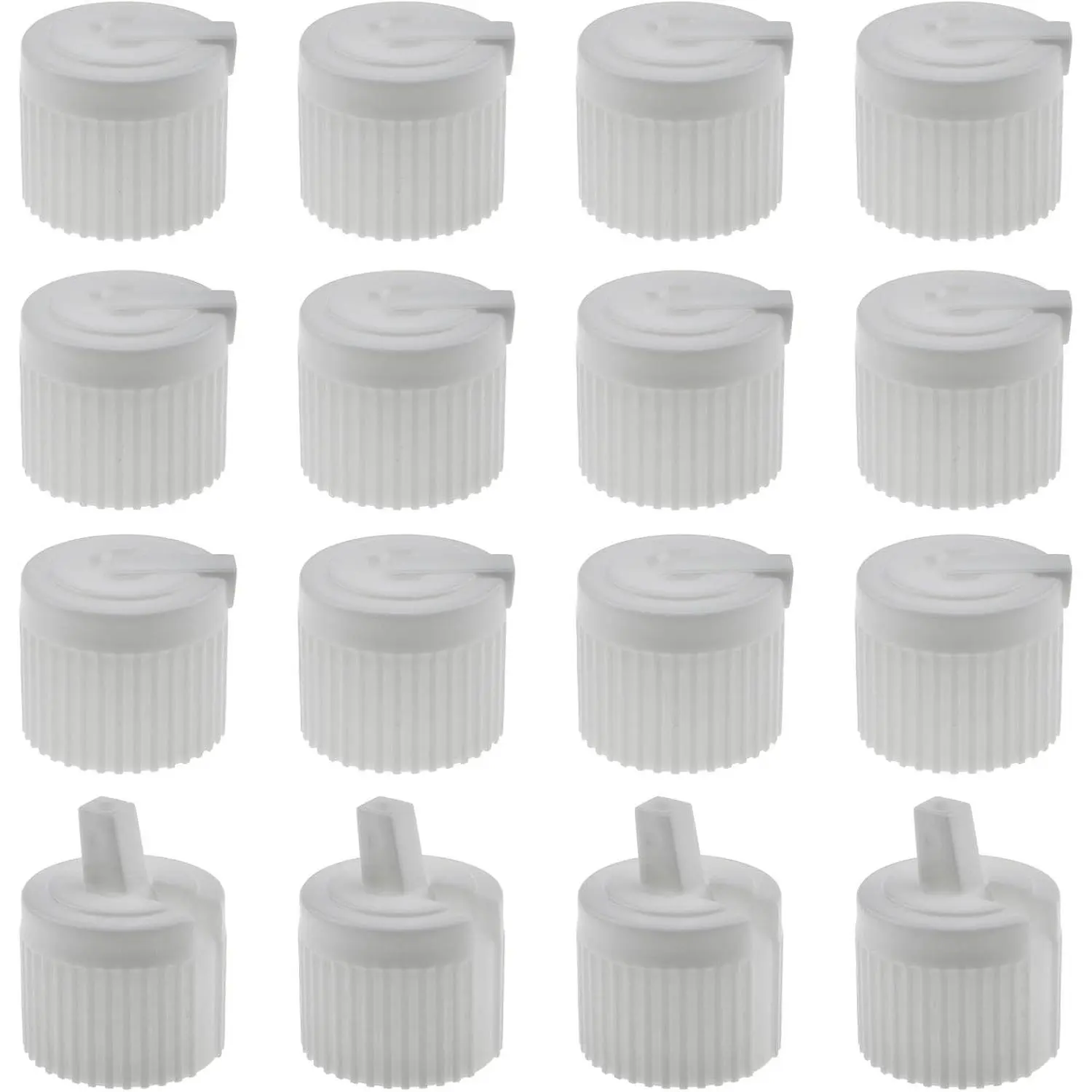 16PCS 20 Teeth 410 Diameter White Flip Top Dispensing Cap Leak-Proof Snap Reusable Flip-Top Bottle Caps for Shampoo Moisturizer Squeeze Bottles 20/410