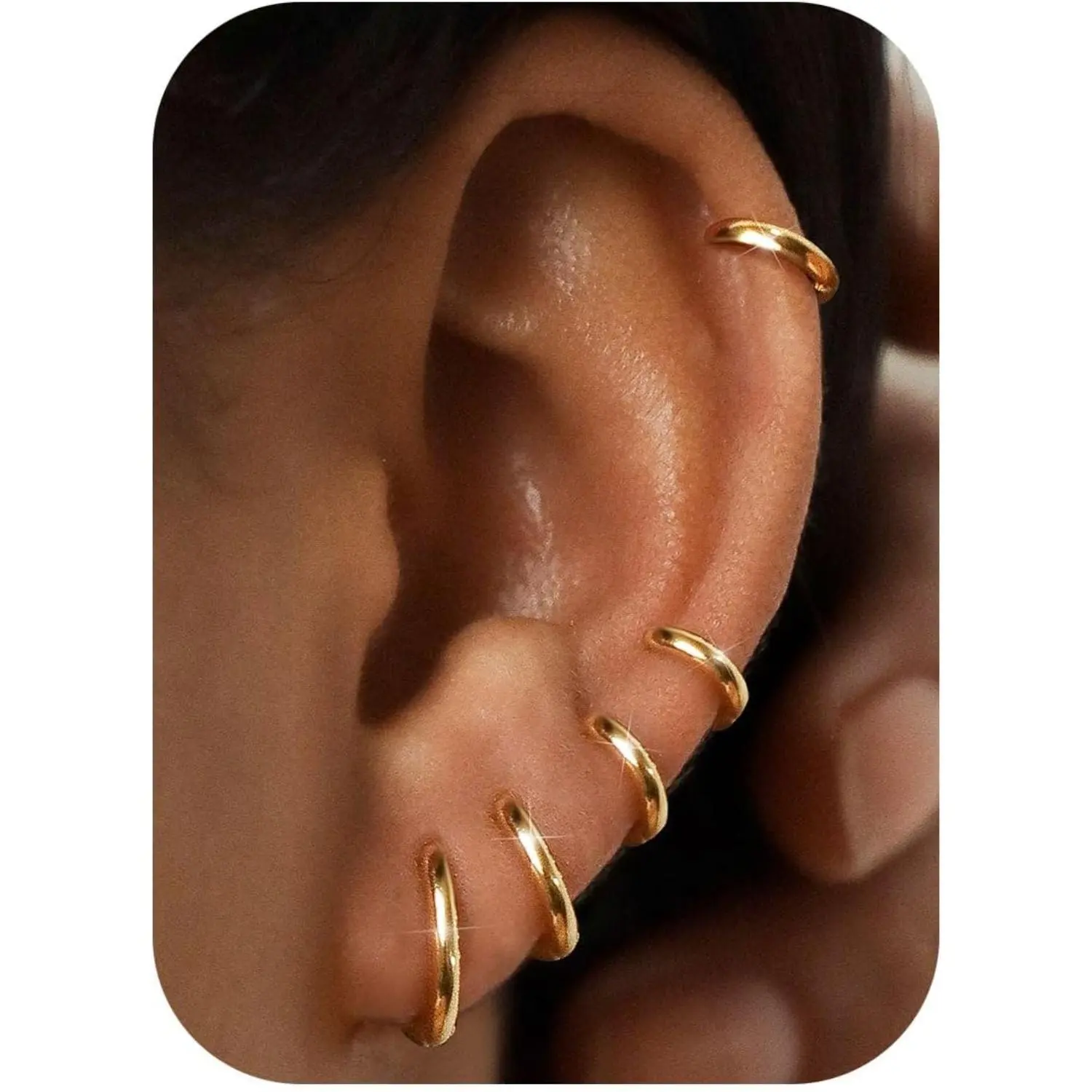 CASSIECA 5Pairs Small Sterling Silver Hoop Earrings Set for Women Lightweight Tiny Huggie Hoops Silver Mini Cartilage Earrings Pack Hypoallergenic Ear Piercing, Earring Stacking Set, Mini Hoop Sohochic