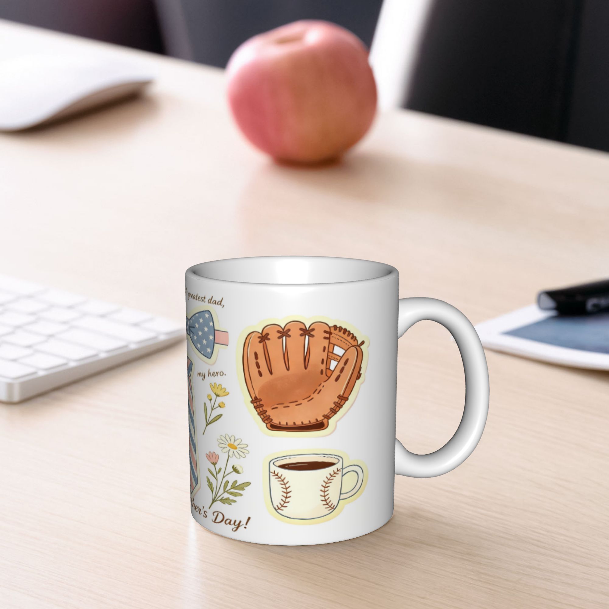 Father's Day Personalized Printed  Unique Pattern Ceramic Coffee Cup for Birthday Gift Office Use Heat Resistant Easy to Clean 11oz  Set mug