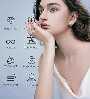 YADOCA 925 Sterling Silver Earrings for Women Men Brilliant Simulated Diamond Earrings Set Cubic Zirconia Stud Earrings 14K Plated White Gold Earrings Hoop Huggie Hypoallergenic Earrings Silver/Gold