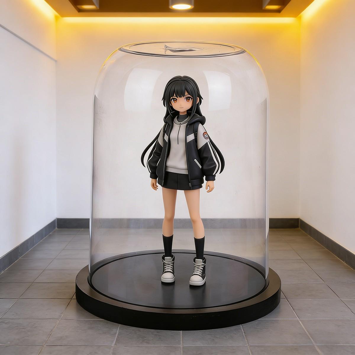 Transparent Doll Display Box, Collectible Box, Dustproof Collection Showcase, Ideal for Eternal Flower, Wooden Base, Valentine's Day Gift