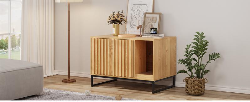 Vabches Litter Box Enclosure,Modern Cat Litter Box Enclosure Furniture Hidden Litter Box with Cat Scratch Pad, Cat Washroom Cat House End Table, Entryway Bench for Livingroom