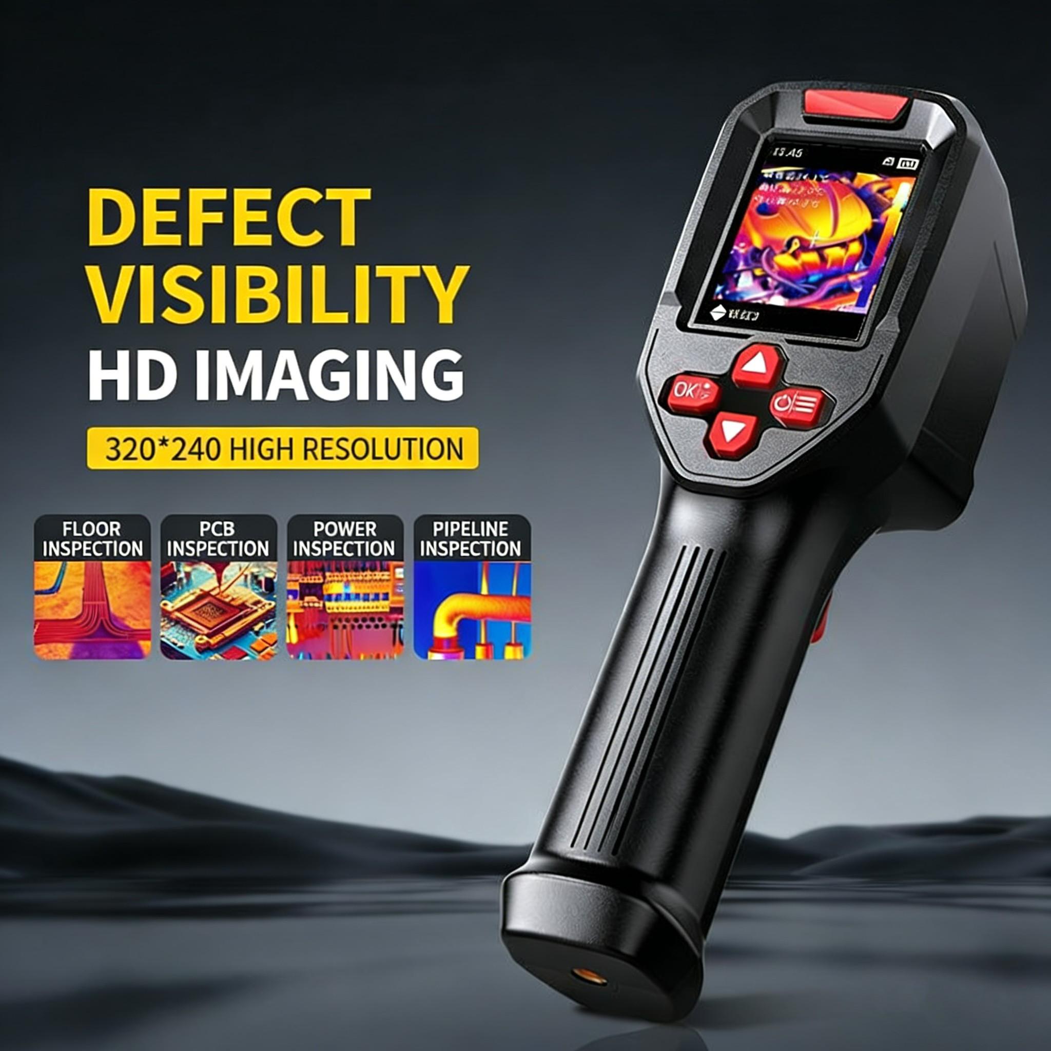 Handheld Thermal Camera, 320 X 240 Tisr Resolution, 24h Battery Life, 25 Hz Infrared Camera, Temperature Alarm, -4°f to 842°f
