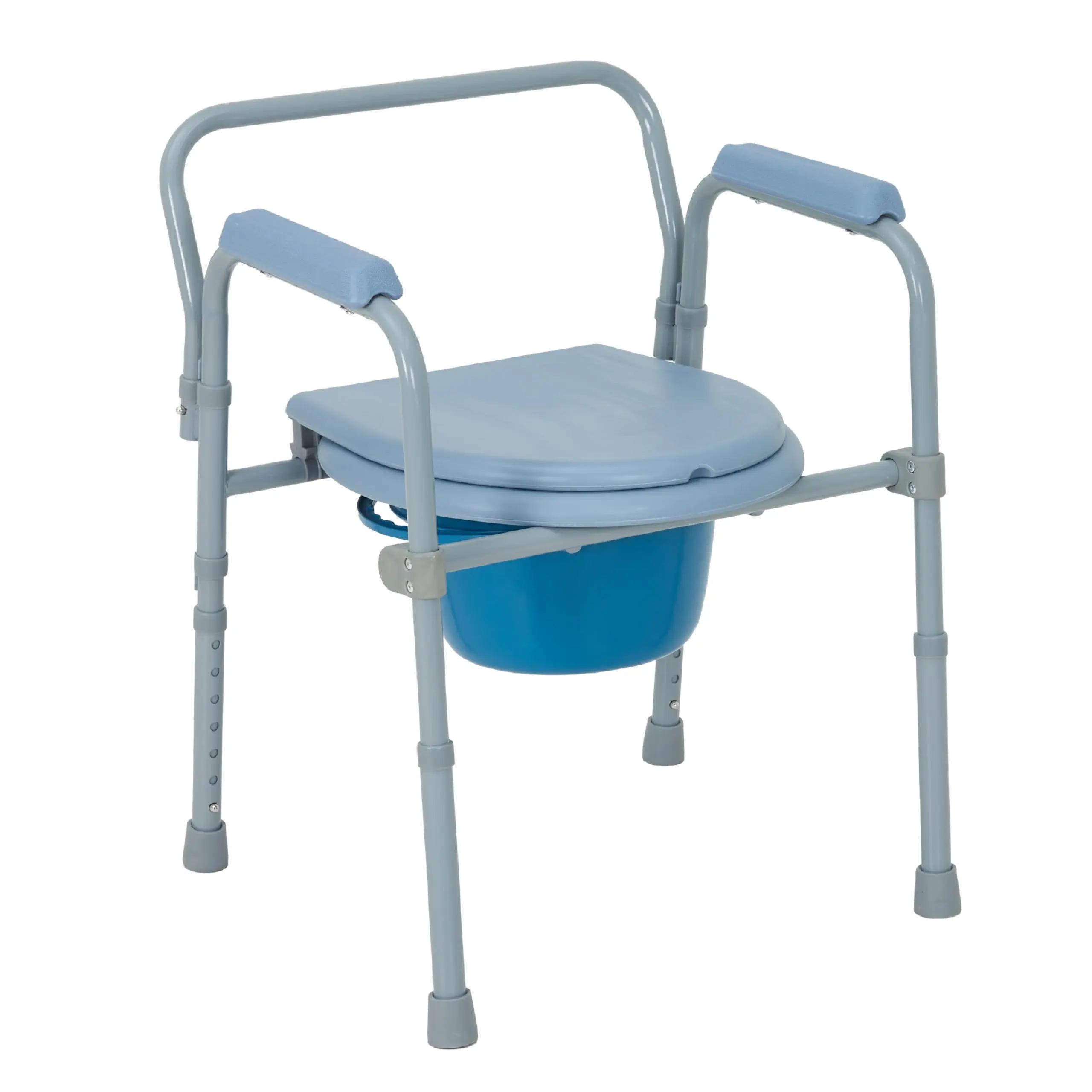 GAOMON 3-in-1 Bedside Commode Chair with Sturdy Crossbar Support, Portable and Stable Toilet with 7.5Qt Potty Bucket, 350 lb Capacity, Includes Wheels, Padded Seat, Backrest, Flip-Up Footrest, and Detachable 5L Bucket