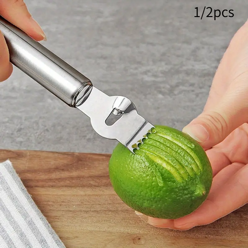1/2pcs Stainless Steel Lemon Zester, Multi-Blade Peeler with Non-Slip Handle, Durable Baking Zesting Tool, Practical Kitchen Gadget