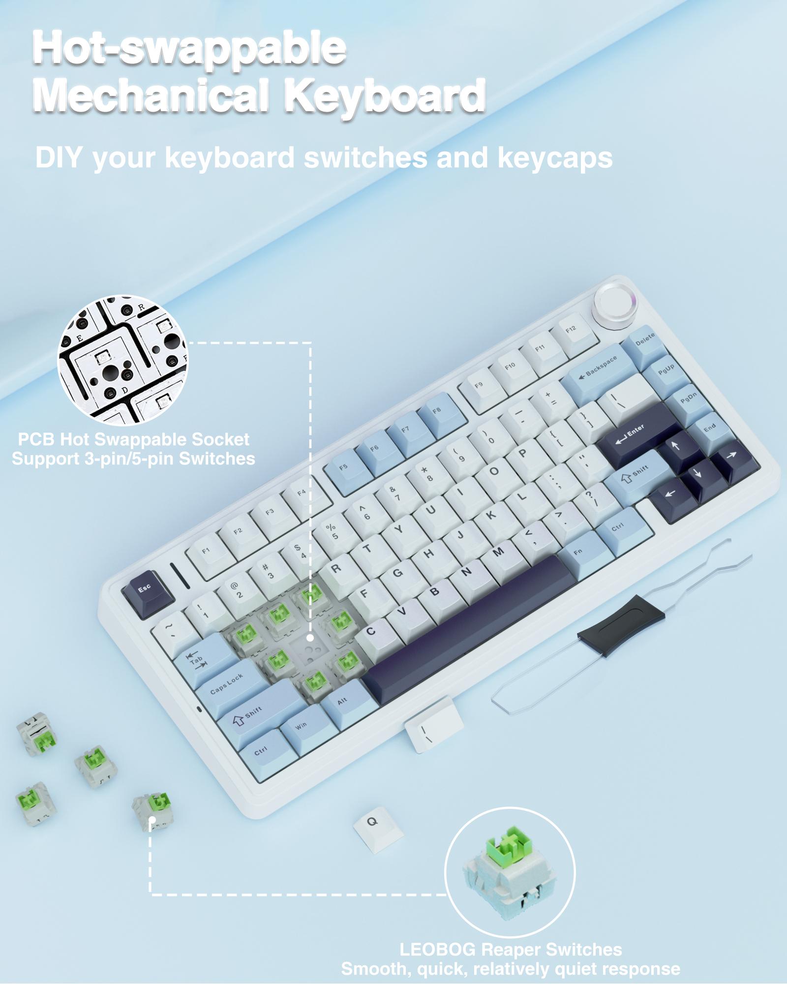 AULA F75 Keyboard 75 percent Wireless Mechanical Keyboard mouse combo, Gasket Hot Swappable Custom Keyboard, Multimedia Scroll Key RGB Rainbow Backlit, creamy keyboard, mouse set office computer volume knob gaming accessory keyboard set