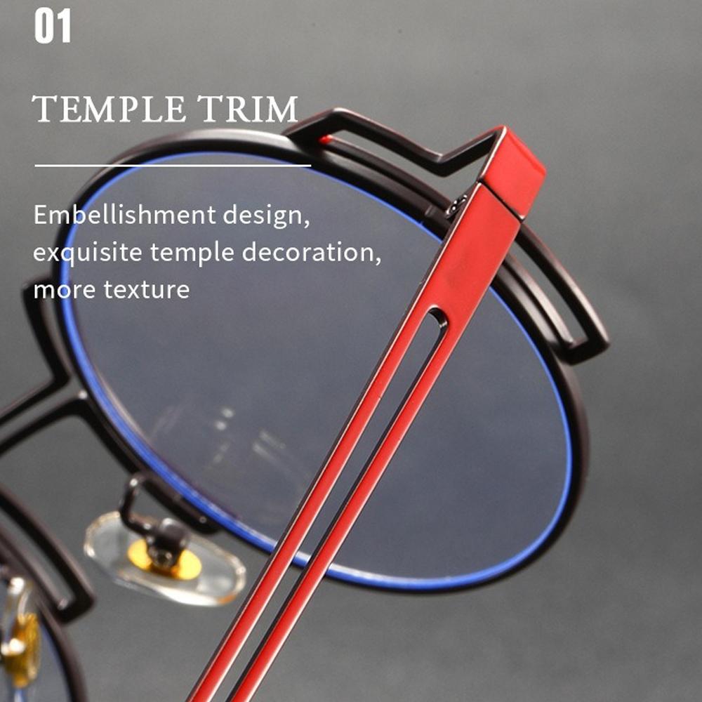 Minimalist High End Style Round Frame Glasses Cyberpunk Style Asymmetrical Contrasting Color Glasses Unisex Atmospheric Wear Glasses