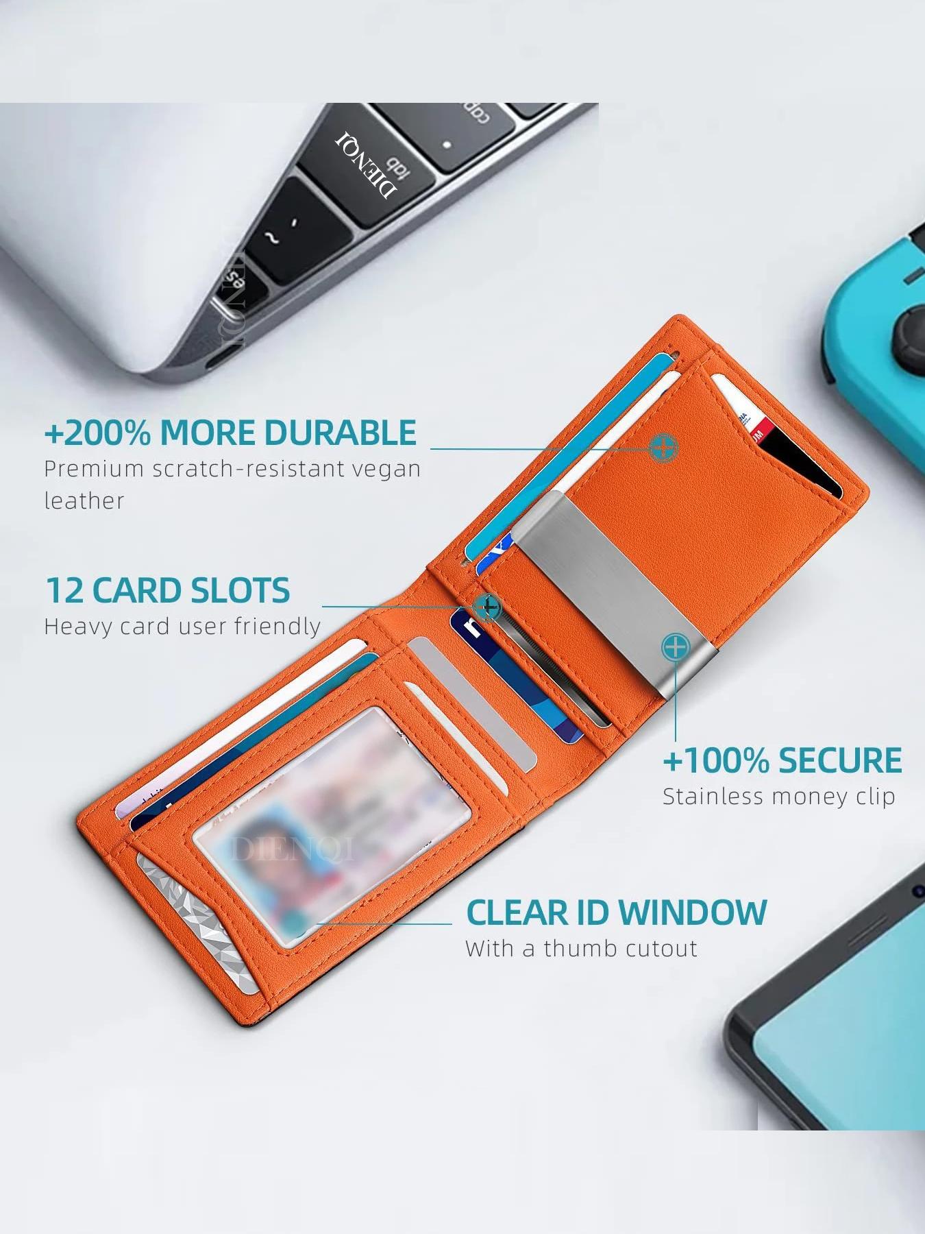 RFID-Blocking Credit ID Card Holder Luxury Anti Theft Wallet Men with 12 Card Slots Carbon Fiber Minimalist Wallets Cardholder Card Case, Father's Day Gift