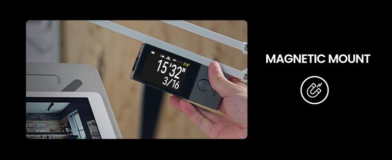 Mileseey D9 Pro 330Ft Professional Laser Measurement Tool, equipped with an IPS touchscreen interface, point-to-point measurement, live angle display, APP sync support, and a laser measuring tool with a visual aligning indicator. Rechargeable Range Finder