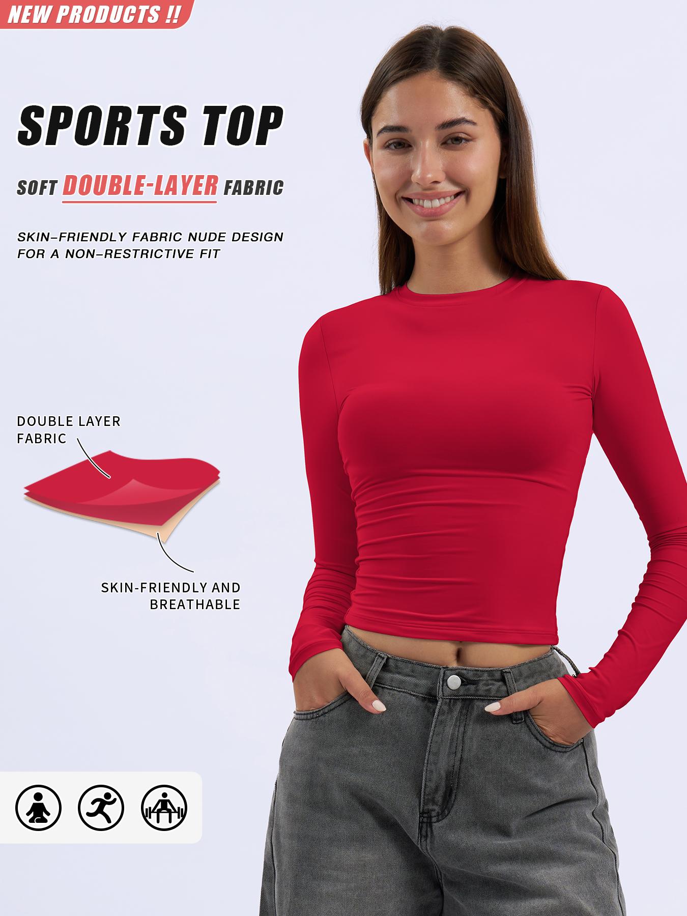 Women's Quick-Dry Long Sleeve Yoga Top, Tight-Fitting Sports Shirt for Pilates Running Fitness Gym Wear, Comfortable Activewear