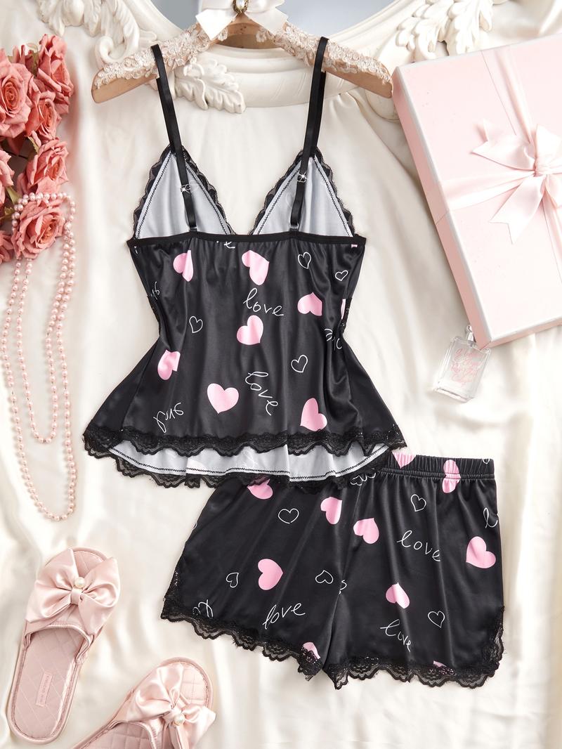 Women's Valentine's Day Pajama Set, Casual Comfortable Tank Top and Elastic Shorts, All-Season Sleepwear, Perfect Birthday Gift