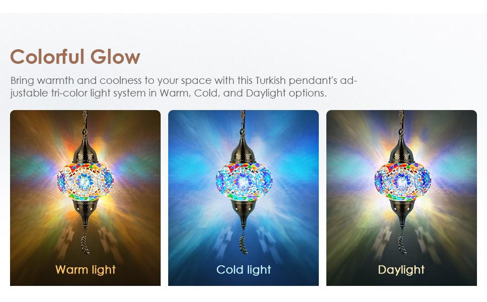 Yarra-Decor Turkish Moroccan Pendant Hanging Light with 15feet Cord Tiffany Style Mosaic Ceiling Lamp for Bedroom Blue Crystal North American Plug Decorative Lighting Home Lighting Led Lighted