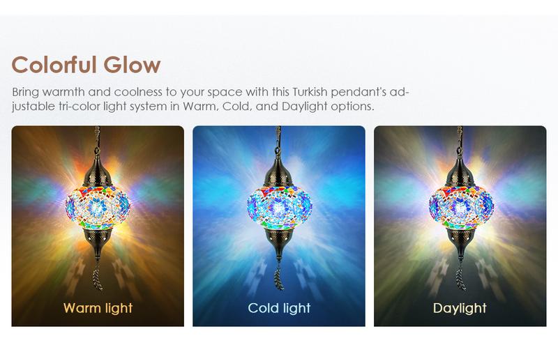 Yarra-Decor Turkish Moroccan Pendant Hanging Light with 15feet Cord Tiffany Style Mosaic Ceiling Lamp for Bedroom Blue Crystal North American Plug Decorative Lighting Home Lighting Led Lighted