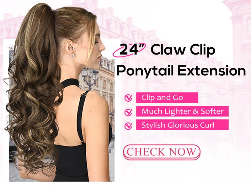 Iridescent 24" Claw Ponytail Extension Long Wavy Clip in Ponytail Extensions Ponytail Hair Extension Clip on Pony Tails Hairpiece for Women