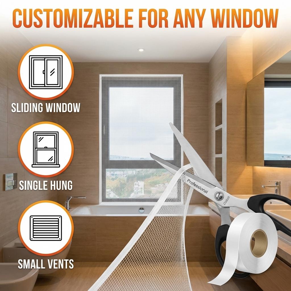 Summer Mosquito-Free Window Mesh, Self-Adhesive Magic Tape, Breathable Anti-Mosquito Screen, Easy Installation, Home Use, Invisible Design