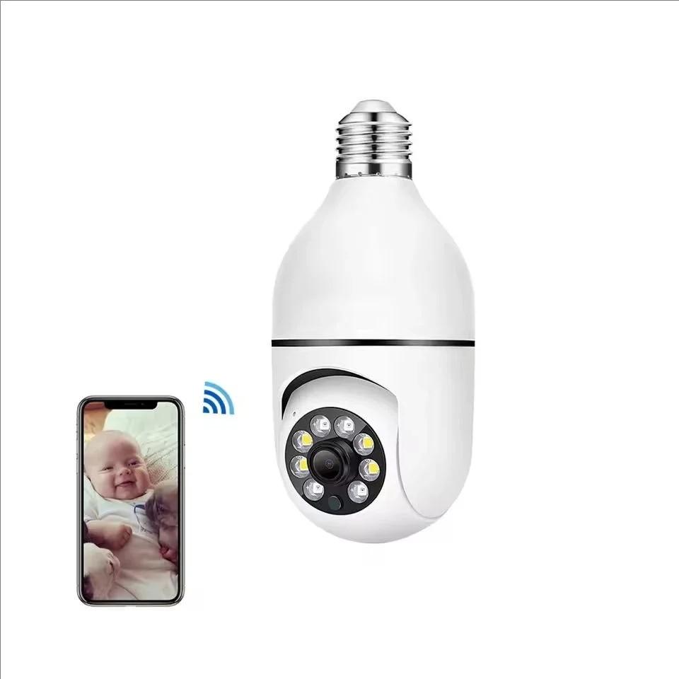 E27 Bulb Full Color Night Vision Auto Human Tracking Zoom Indoor Security Monitor, Wi-Fi Mini Ip Camera for Home Safety
