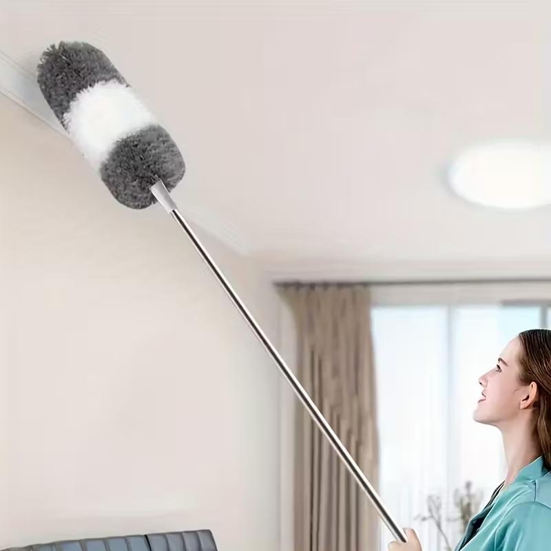 1pc Extendable Cleaning Duster, Home cleaning tool, with Retractable Pole & Bendable Head - Heavy-Duty Extension Pole, Non-Electric High Reach Dusting Brush for Ceiling Fans, Ceiling, Furniture - Washable Microfiber Bristles & Sturdy Construction - Ide