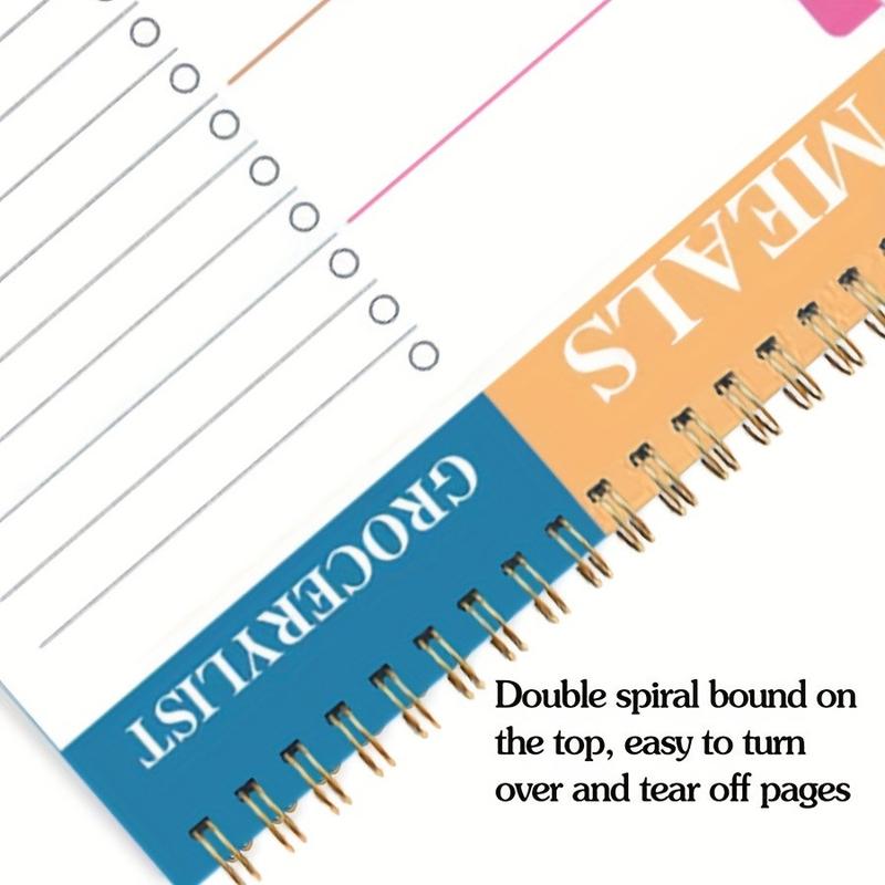 Weekly Meal Planner Board 5.6x8.5 Inches 90 Pages Spiral Bound Planner, Daily & Weekly Plan Organizer, Convenient Grocery List Tear-Off Sheets