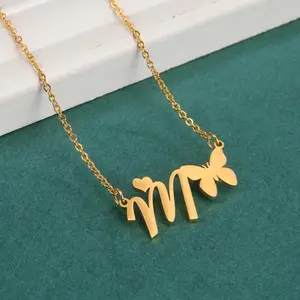 Unift Butterfly Heart Letter A-Z Name Necklaces for Women Alphabet Trendy Boho Initial Jewelry Friend BFF Family Mother's Day